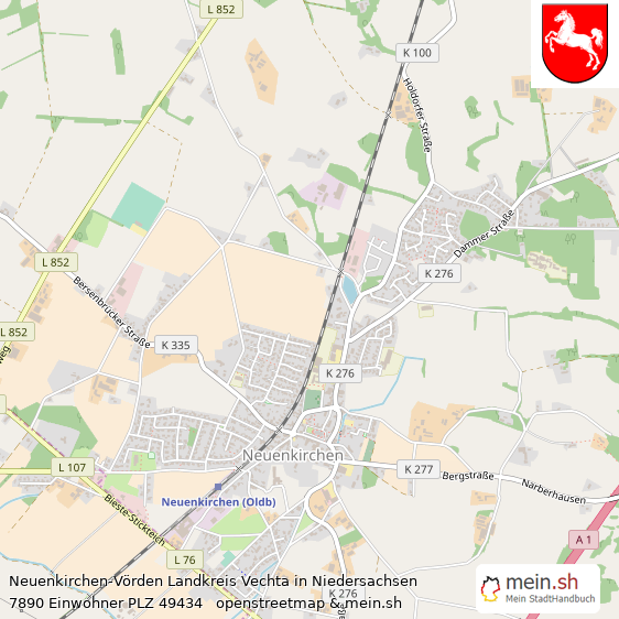 Neuenkirchen-Vörden Landkreis Vechta Lageplan © Openstreetmap Contributors Neuenkirchen-Vörden Große Landstadt Lageplan